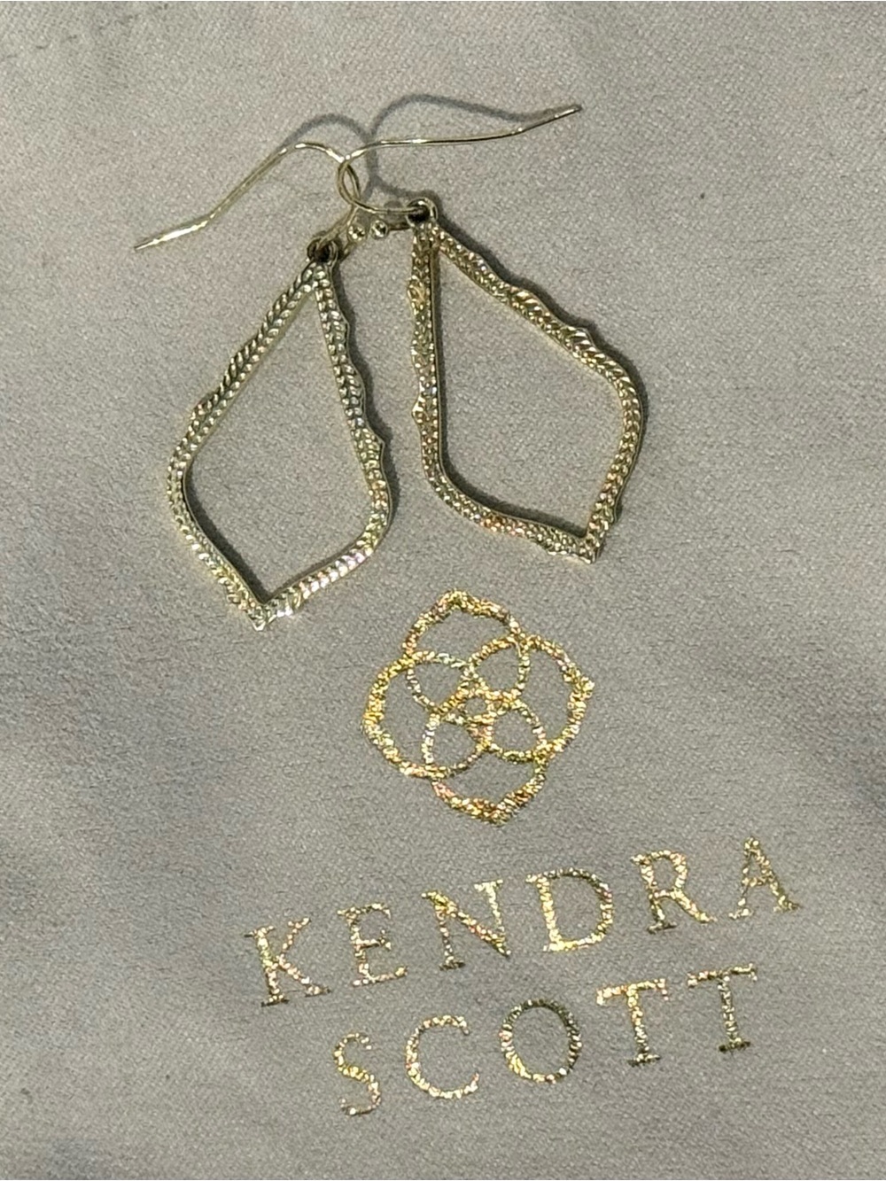 Kendra Scott Gold Textured Open Geometric Drop Earrings